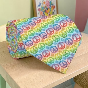 Gravata Psicotrópica com Símbolo da Paz Personaliz