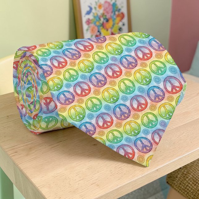 Gravata Psicotrópica com Símbolo da Paz Personaliz (Criador carregado)