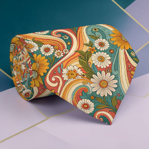 Gravata Psicotrópica Floral Anos 1970 Personalizad