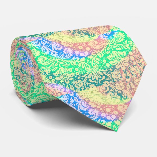 Gravata Psychedelic Pastel Tie Dye Hippie Retro (Rolled)