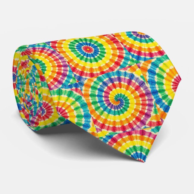 Gravata Psychedelic Tie Dye Arco-íris (Rolled)