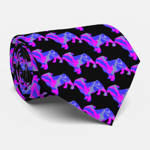 Gravata Pug Dog Silhouette Cute Pink & Blue Black Neck