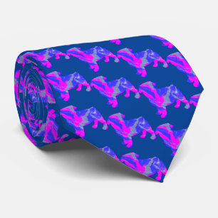 Gravata Pug Dog Silhouette Cute Pink & Blue Neck