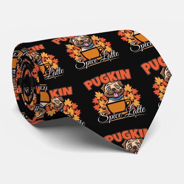 Gravata Pugkin Spice Latte - Canino Pumpkin Pun (Rolled)