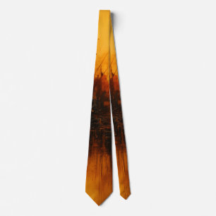 Gravata Pulso Vulcânico - Erupção Abstrata Vermelha e Âmba
