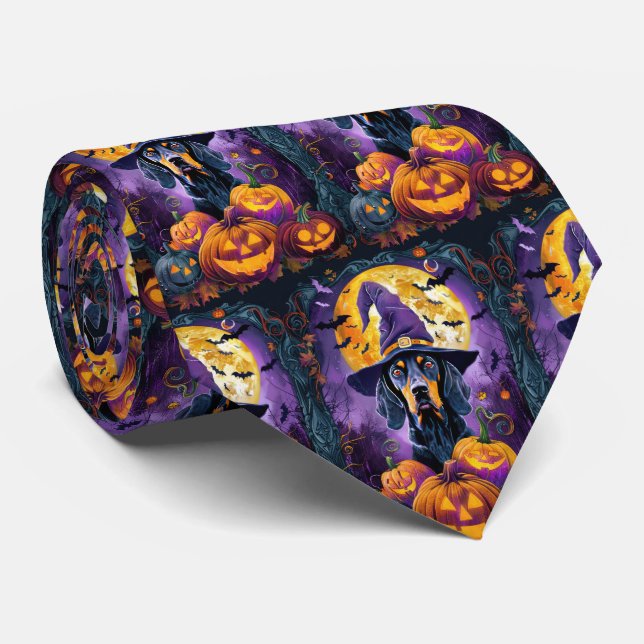 Gravata Pumpkin de Bruxas de Halloween de Bluetick Coonhou (Rolled)