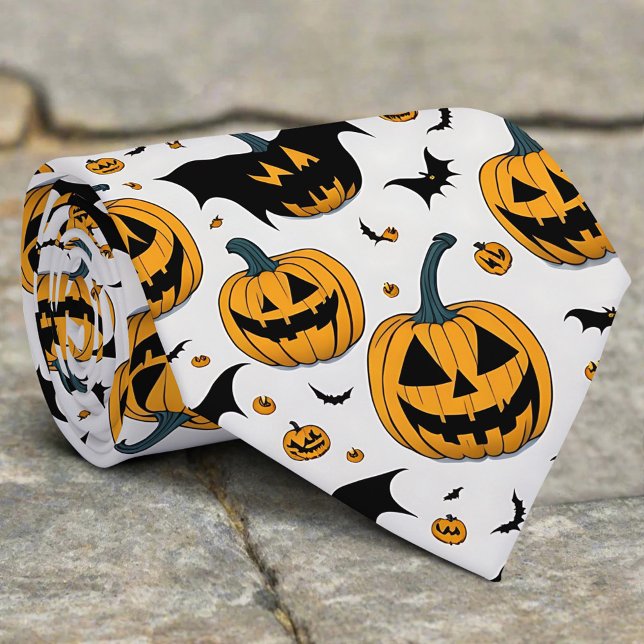 Gravata Pumpkin Laranja De Halloween Horror Bat Custome (Criador carregado)