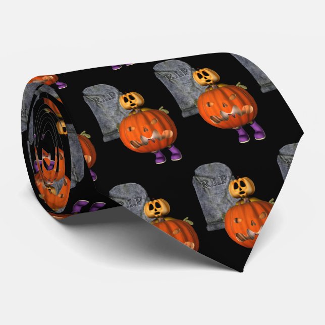Gravata Pumpkin Man Tombstone Halloween Engraçado (Rolled)