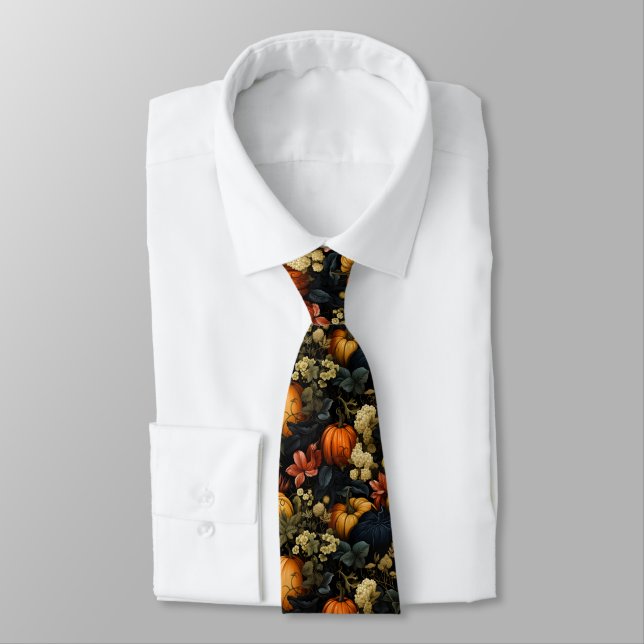 Gravata Pumpkins Floral Art Necktie (Amarrado)