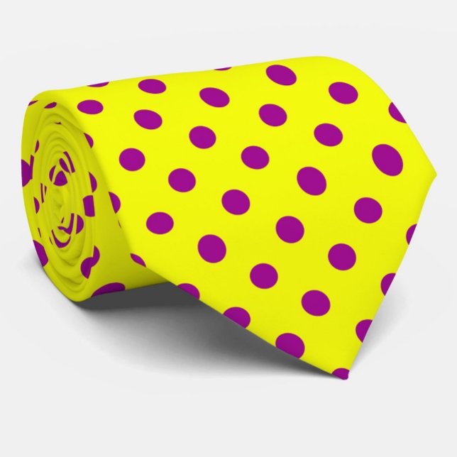 Gravata Purple On Yellow Polka Dots Pattern Design  (Criador carregado)