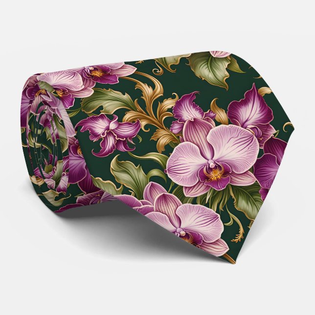 Gravata Purple Orchid Artistic Floral Botanical Flowers (Rolled)