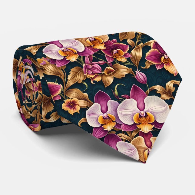 Gravata Purple Orchid Artistic Floral Botanical Flowers (Rolled)