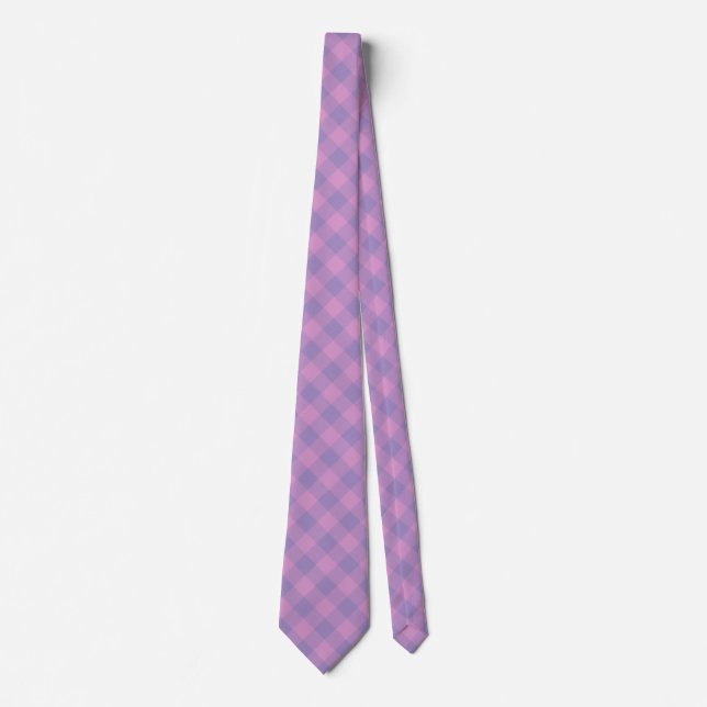 Gravata Purple Pink Checker Pattern (Frente)