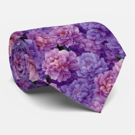 Gravata Purple Pink Peony Floral Pattern