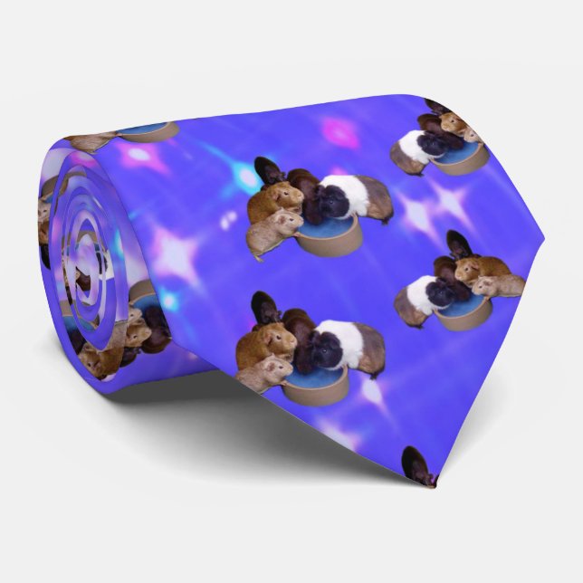 Gravata Purple Sparkle Guinea Pigs, Neck Tie (Rolled)