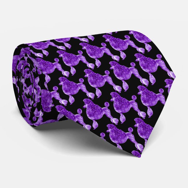 Gravata Púrpura Violeta Posh Poodle Black (Rolled)