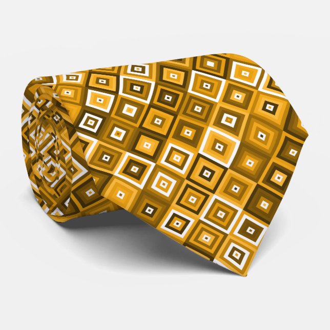 Gravata quadrado geométrico laranja (Rolled)