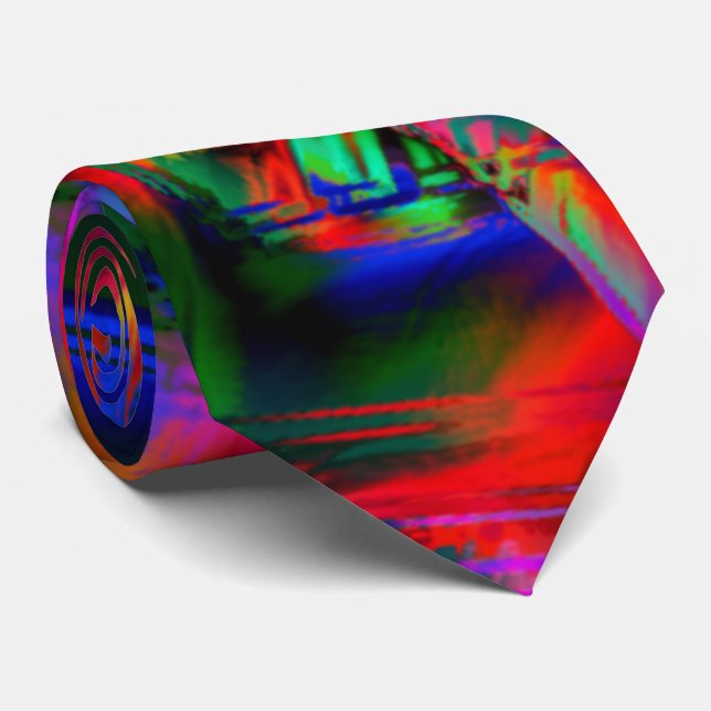 Gravata Quadrados coloridos com 'pinceladas erradas' (Rolled)