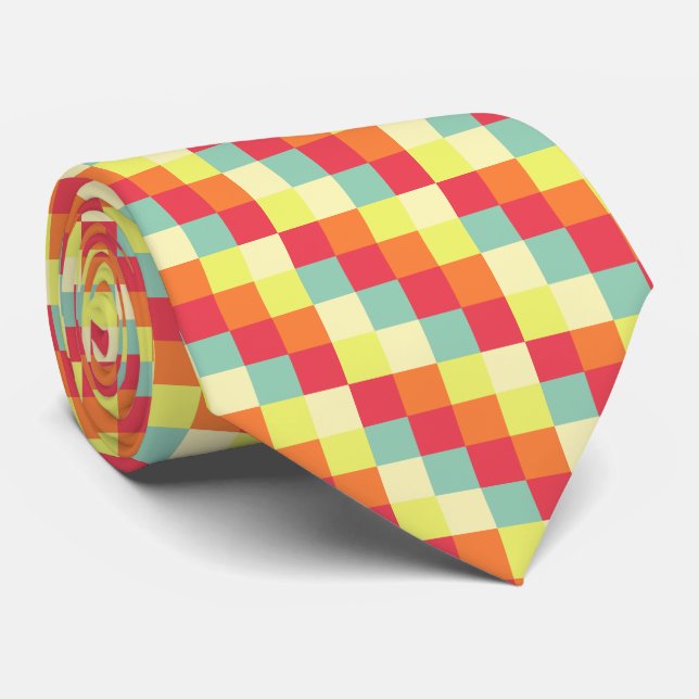 Gravata Quadrados de cores 010 (Rolled)