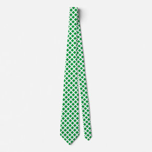 Gravata Quadrados Diagonais - Verde-Grama no Colo Branco