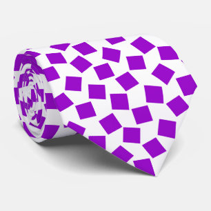 Gravata Quadrados Irregulares - Roxo sobre Branco