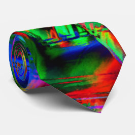 Gravata Quadrados torcidos com "pinceladas" verdes e color