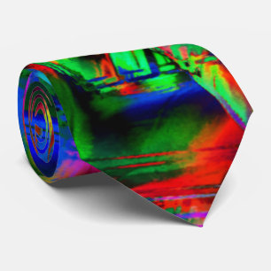 Gravata Quadrados torcidos com "pinceladas" verdes e color