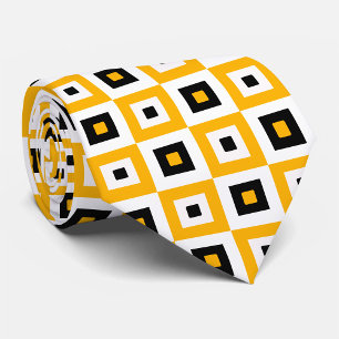 Gravata Quadrados Xadrez Amarelo Preto E Branco