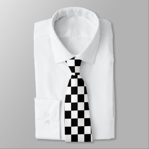 Gravata Quadrados xadrez preto e branco geométrico retrô