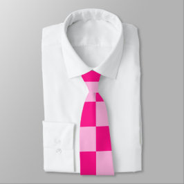 Gravata Quadrados xadrez rosa quente claro geométrico retr