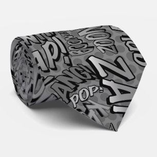 Gravata Quadrinho Preto e Branco Pop Art Super-Herói