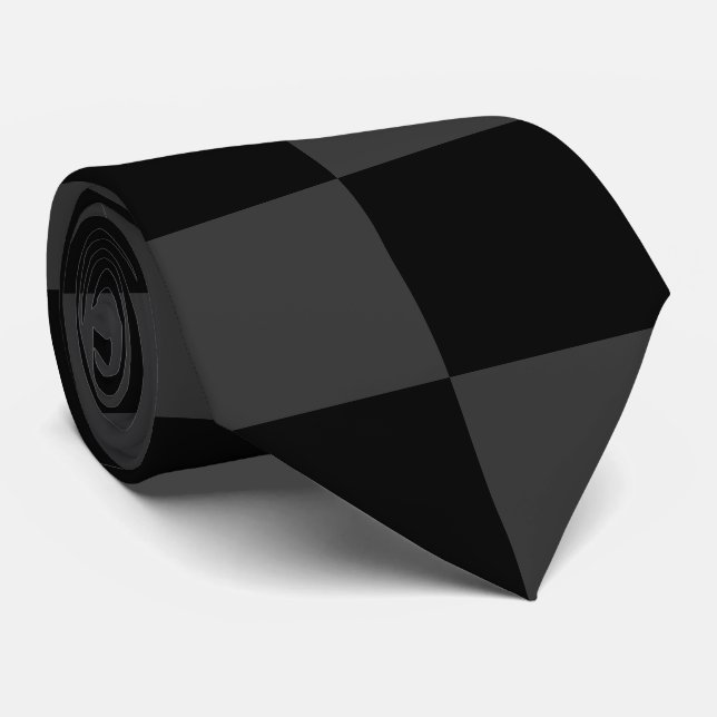 Gravata Quadro de verificação preto clássico e Enfumaçado  (Rolled)