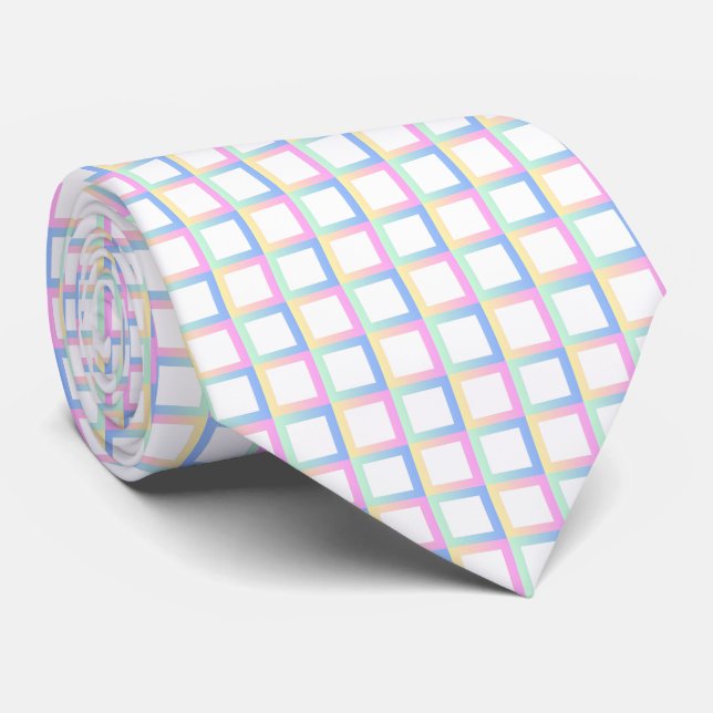 Gravata Quadros de Padrões de Gradiente Simétricos Brancos (Rolled)