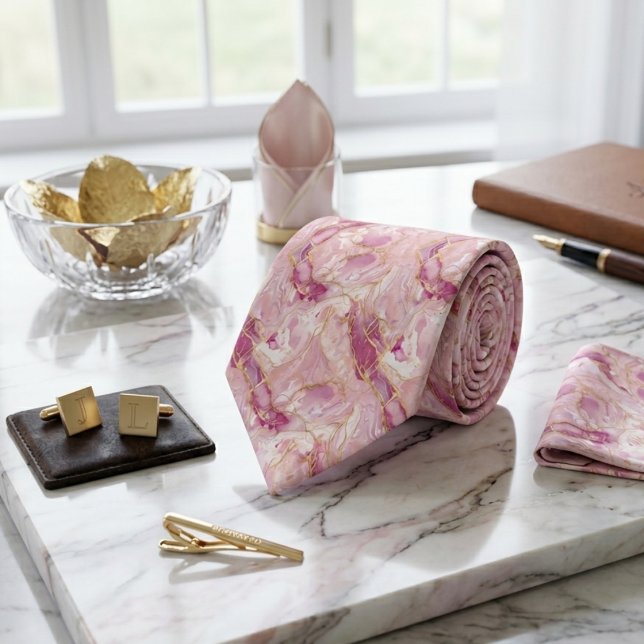 Gravata Quartzo Rosa e Mármore Dourado (Criador carregado)