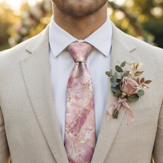 Gravata Quartzo Rosa e Mármore Dourado (Criador carregado)