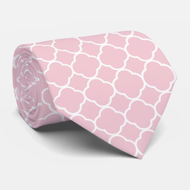 Gravata Quatrefoil Rosa, Laticework, Trellis Marroquina (Rolled)