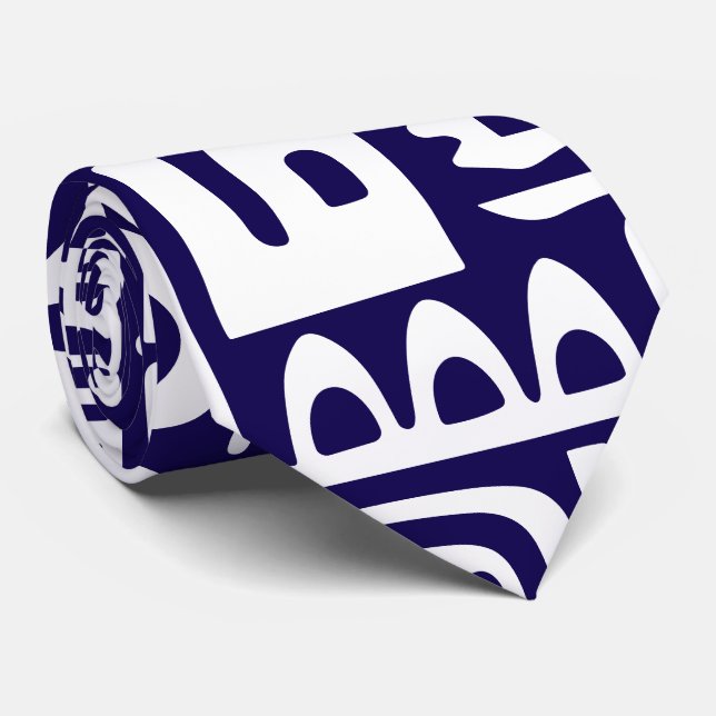 Gravata rabiscos azuis e brancos escuros de 7 (Rolled)