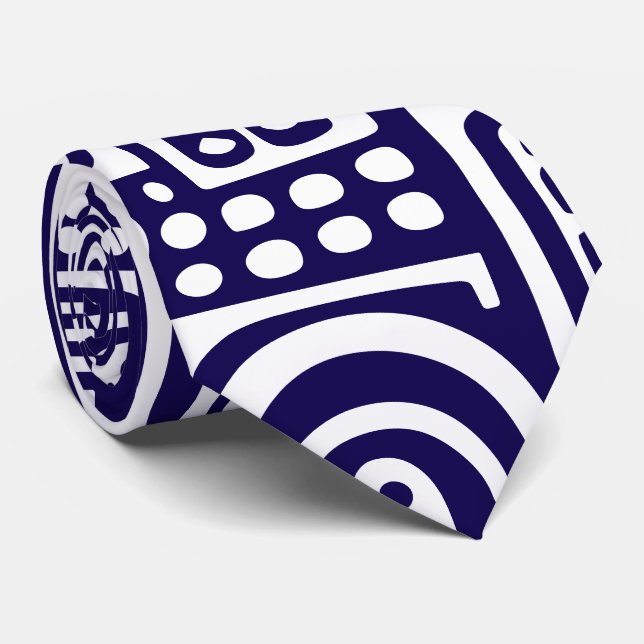 Gravata rabiscos azuis e brancos escuros de 7 (Rolled)