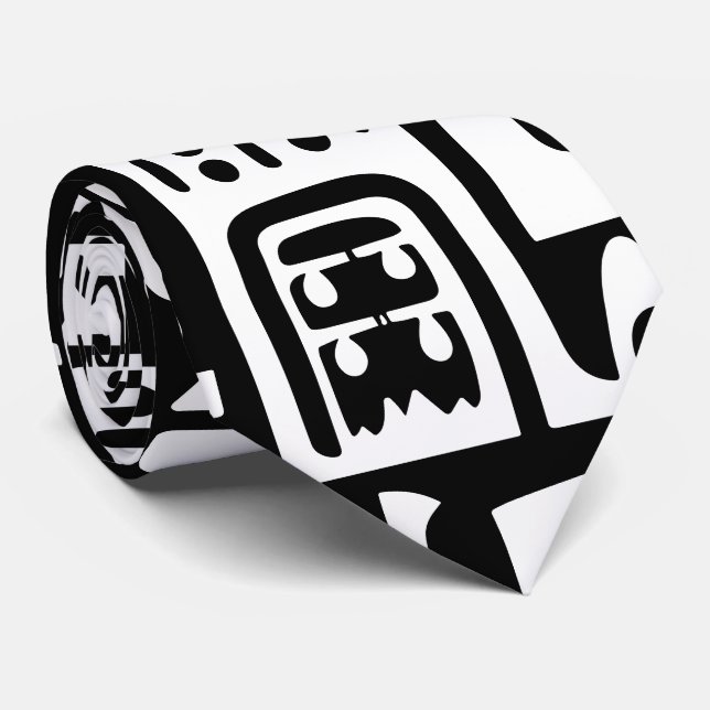 Gravata rabiscos brancos e pretos de 7 (Rolled)