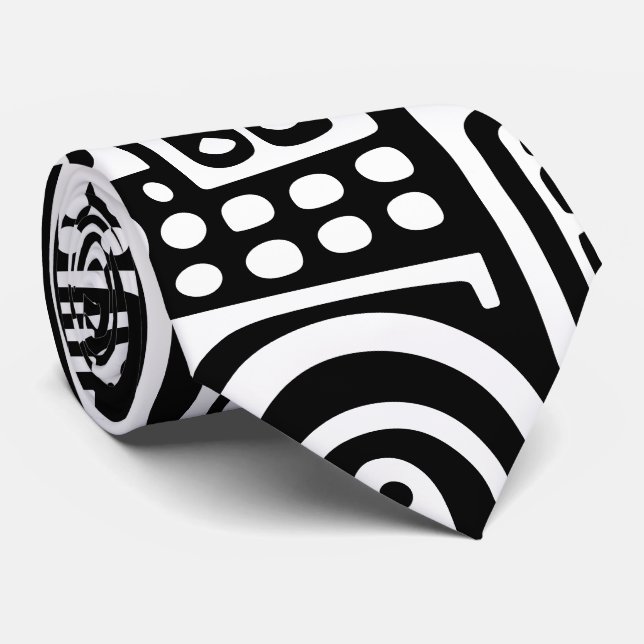 Gravata rabiscos brancos e pretos de 7 (Rolled)