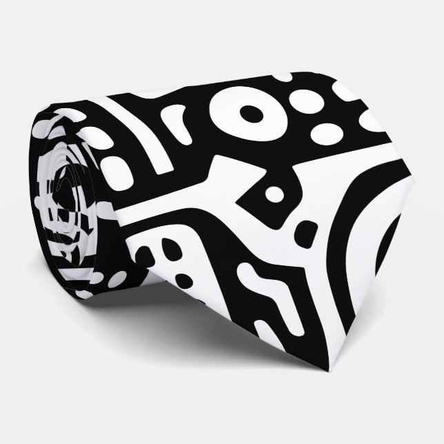 Gravata rabiscos brancos e pretos de 7 (Rolled)