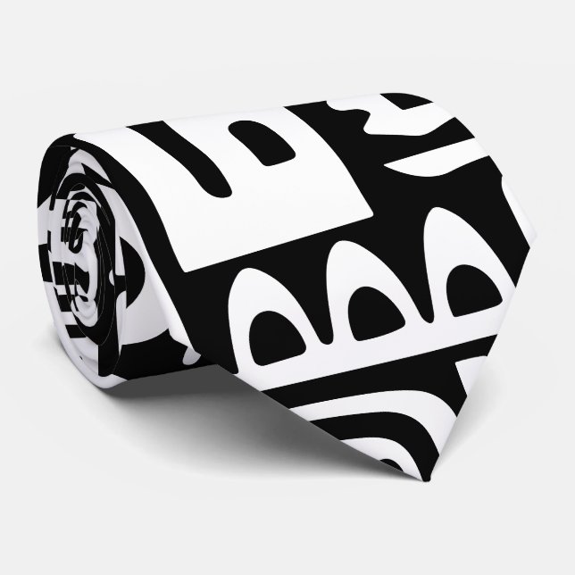 Gravata rabiscos brancos e pretos de 7 (Rolled)