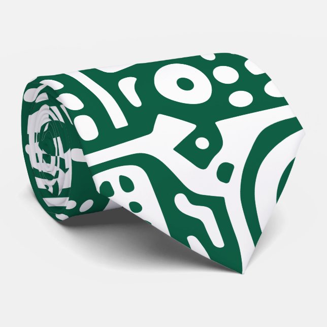 Gravata rabiscos verdes e brancos caçadores de 7 (Rolled)