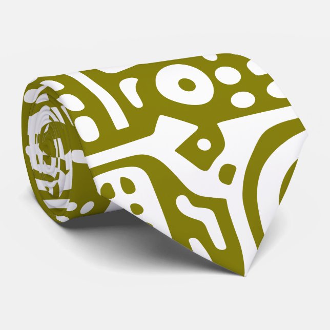 Gravata rabiscos verdes e brancos de 7 (Rolled)