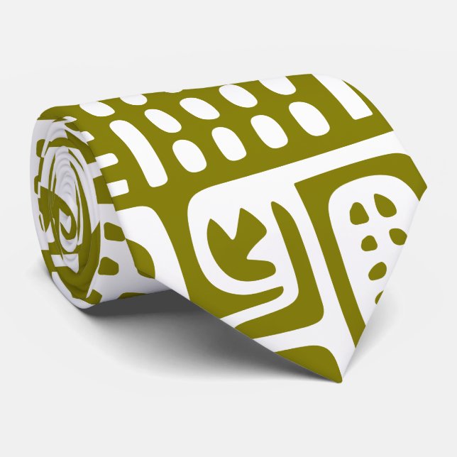 Gravata rabiscos verdes e brancos de 7 (Rolled)