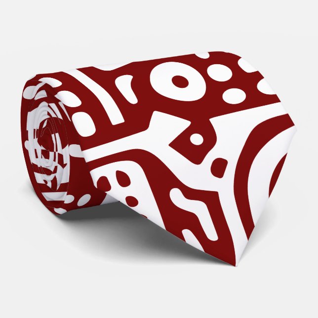 Gravata rabiscos vermelhos e brancos profundos de 7 (Rolled)