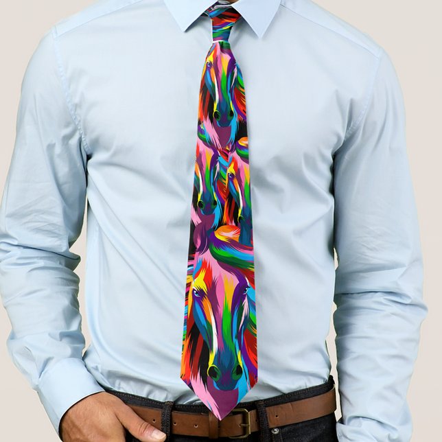 Gravata Racecavalo Derby Day Colorir (Colorful racehorse Derby day men's neck tie)