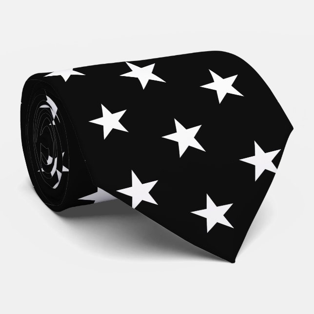 Gravata Racing Silks Black with White Stars Derby (Rolled)