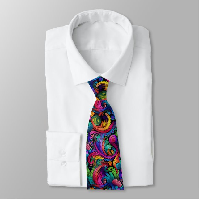 Gravata Rainbow Boho Paisley Necktie (Amarrado)