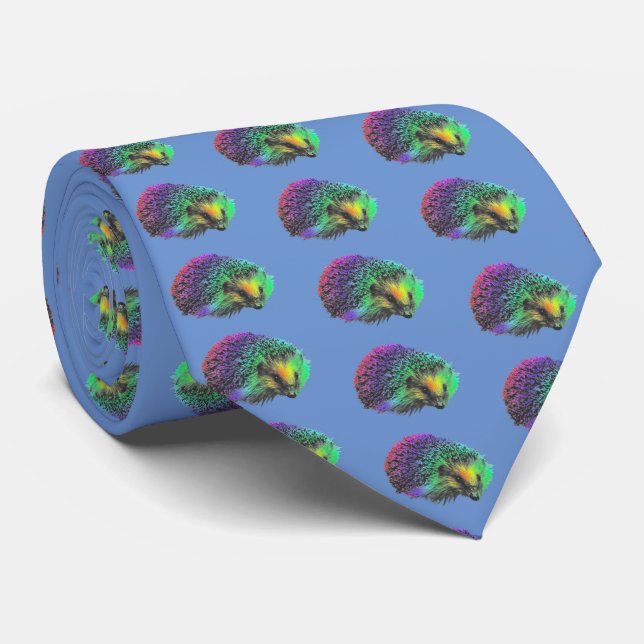Gravata Rainbow Hedgehog tie para homens (Rolled)